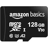 Amazon Basics microSDXC Memory Card with Full Size Adapter, A2, U3, Read Speed up to 100 MB/s, 128 GB, Black
